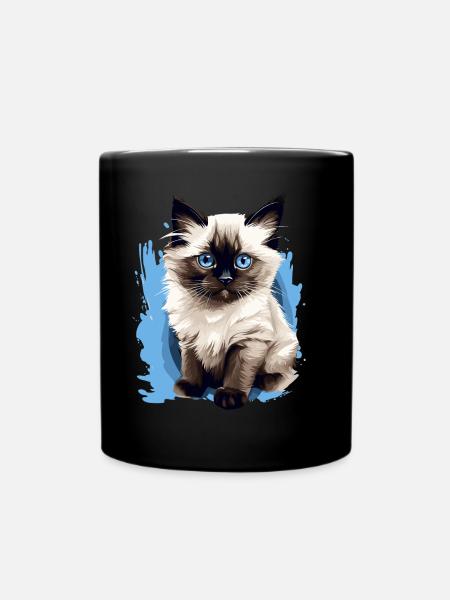 Birman Cat Birma Katze - Tasse einfarbig - Schwarz