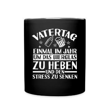 Papa Bier Vater Vatertag - Tasse einfarbig - Schwarz - Vorne
