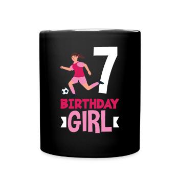7th Birthday 7 Years Soccer Soccer Player - Full Colour Mug - black - Front