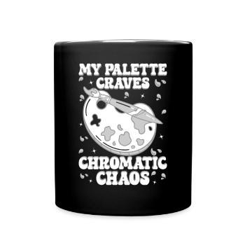 Palette de peintre d’Art drôle dessin de Chaos chromatique - Mug uni - noir - Devant