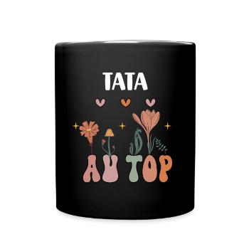 tata au top fleurs bohème cadeau tante - Mug uni - noir - Devant