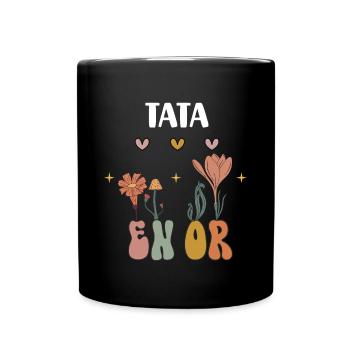 tata en or fleurs bohème cadeau tante - Mug uni - noir - Devant