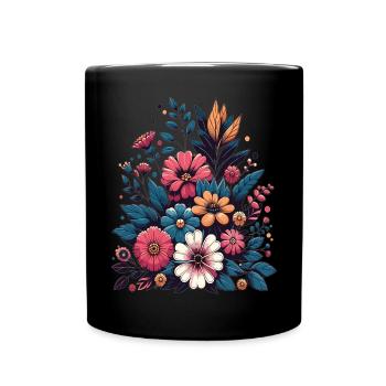 Botanical Bliss Wildflower Bouquet Nature Lover - Full Colour Mug - black - Front