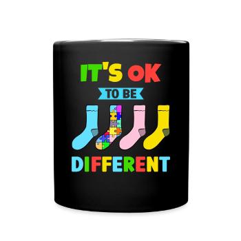 It's Ok to be Different with colorful Socks - Full Colour Mug - black - Front