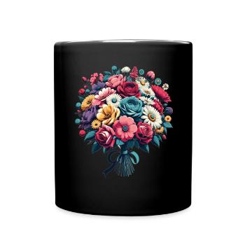 Botanical Bliss Wildflower Bouquet Nature Lover - Full Colour Mug - black - Front