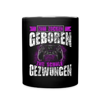 Born to gamble, forced to go to school, gaming - Full Colour Mug - black - Front