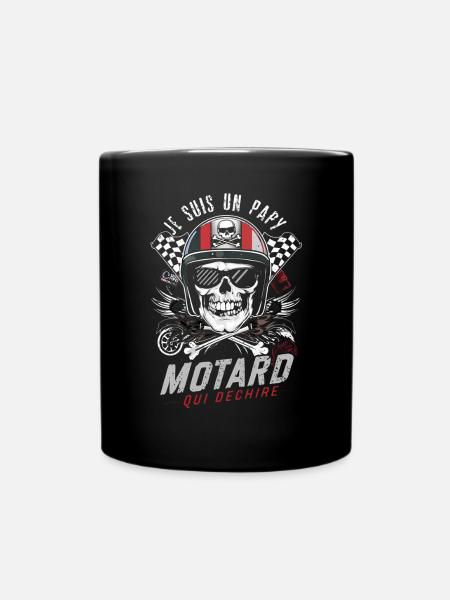 Cadeau Papy motard qui déchire tête de mort moto - Mug uni - noir