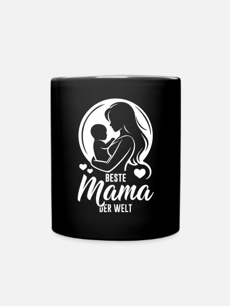 Beste Mama der Welt – Silhouette Mutter Baby Kind - Tasse einfarbig - Schwarz