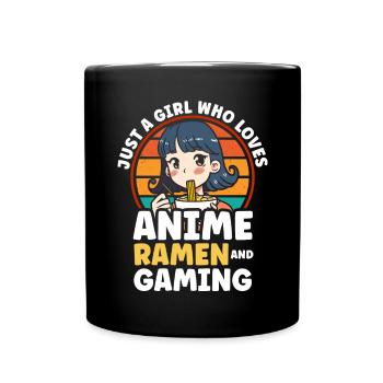Anime Ramen and Gaming Gamer Anime - Full Colour Mug - black - Front