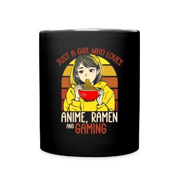 Anime Ramen and Gaming Gamer Anime - Full Colour Mug - black - Front