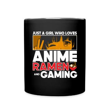 Anime Ramen and Gaming Gamer Anime - Full Colour Mug - black - Front