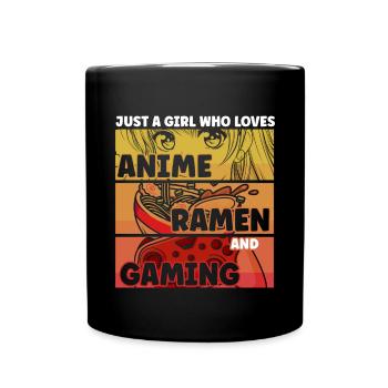 Anime Ramen and Gaming Gamer Anime - Full Colour Mug - black - Front