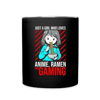 Anime Ramen and Gaming Gamer Anime - Full Colour Mug - black - Front