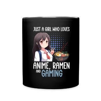Anime Ramen and Gaming Gamer Anime - Full Colour Mug - black - Front
