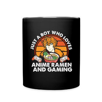 Anime Ramen and Gaming Gamer Anime - Full Colour Mug - black - Front
