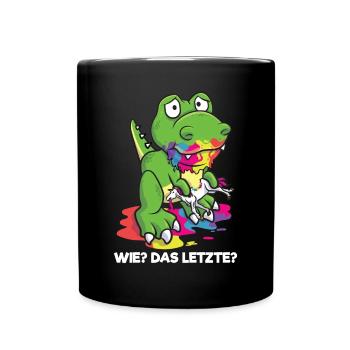 Wie Das Letzte Drache frisst Einhorn - Tasse einfarbig - Schwarz - Vorne