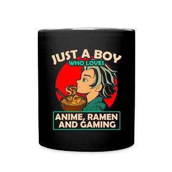 Anime Ramen and Gaming Gamer Anime - Full Colour Mug - black - Front
