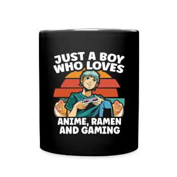 Anime Ramen and Gaming Gamer Anime - Full Colour Mug - black - Front