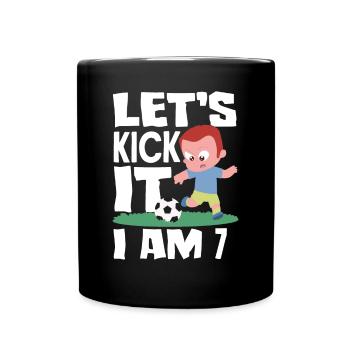 7th Birthday 7 Years Soccer Soccer Player - Full Colour Mug - black - Front