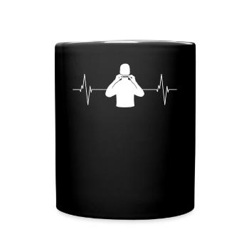 Harmonika Herzbeat Musikliebe - Tasse einfarbig - Schwarz - Vorne