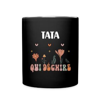 Tante zerreißt Boho Blumen Geschenk Tante - Tasse einfarbig - Schwarz - Vorne