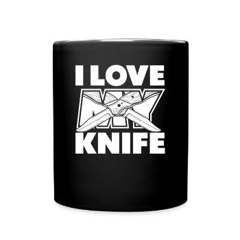 Ich liebe mein Messer Metzgermesser Sammelmesser - Tasse einfarbig - Schwarz - Vorne