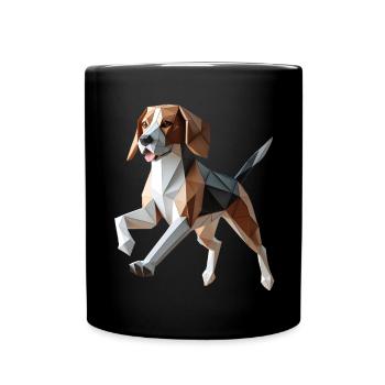 chien beagle origami géométrique 3d - Mug uni - noir - Devant