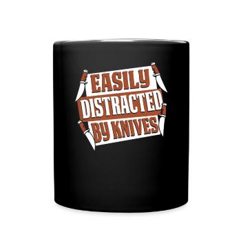 Easily Distracted By Knives Butcher Knife Knife - Full Colour Mug - black - Front