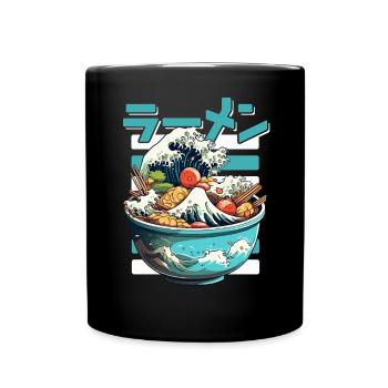 Kanagawa Wave Ramen Bowl Kawaii Japonais - Mug uni - noir - Devant