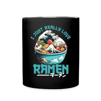 Kanagawa Wave Ramen Bowl Kawaii Japonais - Mug uni - noir - Devant