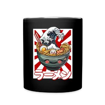Kanagawa Wave Ramen Bowl Kawaii Japonais - Mug uni - noir - Devant