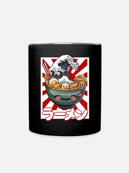 Kanagawa Wave Ramen Bowl Kawaii Japonais - Mug uni - noir