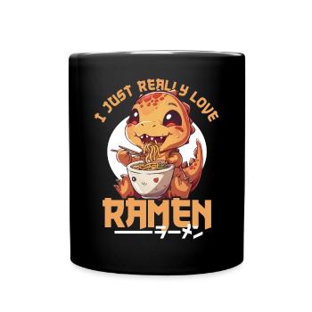 Dinosaure Aime Ramen Bowl Kawaii Anime - Mug uni - noir - Devant