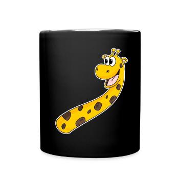 Giraffe Lachen Lächeln - Tasse einfarbig - Schwarz - Vorne
