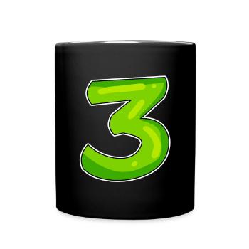 Drei - 3 - Nummer 3 - Zahl 3 - Tasse einfarbig - Schwarz - Vorne