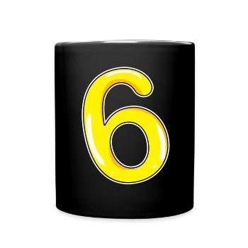 Number 6 Number yellow - Full Colour Mug - black - Front