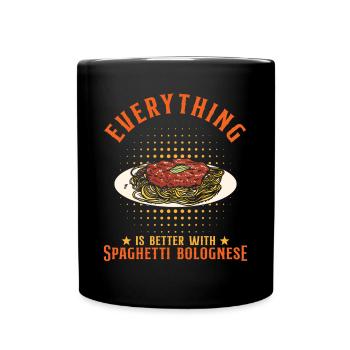 Tout est meilleur avec des spaghettis bolognaise - Mug uni - noir - Devant
