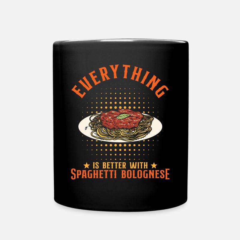 Mit Spaghetti Bolognese ist alles besser - Tasse einfarbig - Schwarz