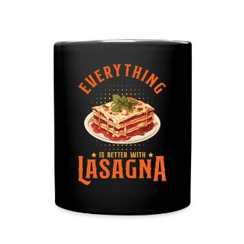 Mit Lasagne ist alles besser - Tasse einfarbig - Schwarz - Vorne