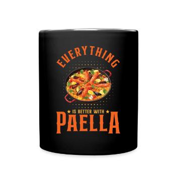Tout est meilleur avec la paella Cuisine espagnole - Mug uni - noir - Devant