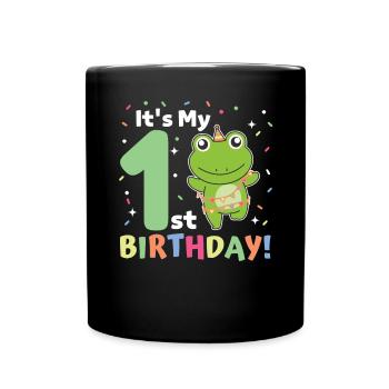 Grenouille pour le 1er anniversaire pour les enfants d’un an - Mug uni - noir - Devant