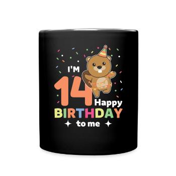 Castor pour les 14 ans pour les enfants de quatorze ans - Mug uni - noir - Devant
