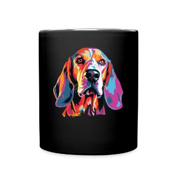 Wasserfarben Farbenfroher American Foxhound - Tasse einfarbig - Schwarz - Vorne