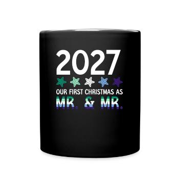 2027 Notre premier Noël en tant que M. et M. Homo-E - Mug uni - noir - Devant