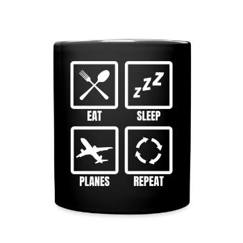 Manger des plans de sommeil Répéter - Mug uni - noir - Devant
