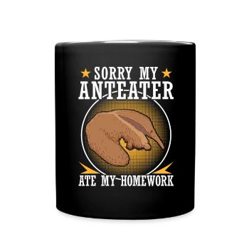 Le fourmilier a mangé ses devoirs - Mug uni - noir - Devant