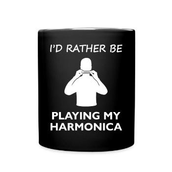 Sehnsucht Mundharmonika-Spieler Shirt - Tasse einfarbig - Schwarz - Vorne