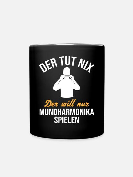 Friedliche Musikliebe Mundharmonika - Tasse einfarbig - Schwarz