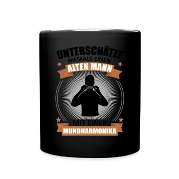 Old Man Harmonica Wisdom - Full Colour Mug - black - Front