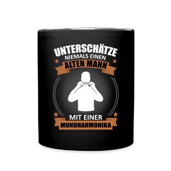 Old Man Harmonica Wisdom - Full Colour Mug - black - Front